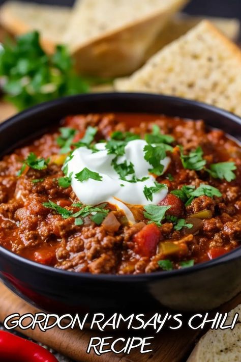 Get an easy win for your next family dinner by following this delicious chilli recipe from culinary icon Gordon Ramsay! Put a twist on a classic dish - try it today! Gordon Ramsay Turkey, Gordon Ramsay Dishes, Chili Without Beans, Gordon Ramsey Recipes, Con Carne Recipe, Keto Chili, Turkey Chili Recipe, Gordon Ramsay Recipe, Low Carb Chili