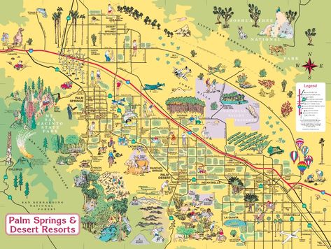 Palm Springs & Desert Resorts illustrated map Palm Springs Map, Palm Springs Air Museum, Palm Springs Desert, Horseback Riding Trails, Desert Resort, Pictorial Maps, Palm Spring, Area Map, Spring Air