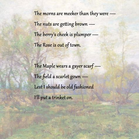 Image credit: Springtime, late 19th - early 20th century, Hugh Bolton Jones. #EmilyDickinson #Poetry #HughBoltonJones 19th Century Poetry, Dickinson Poems, Emily Dickinson Poems, November Rain, Emily Dickinson, Close Reading, Early 20th Century, Dark Academia, Spring Time