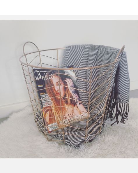 A little piece from my lounge room • Chevron throw • copper basket • faux fur {Kmart Aus} • inked Australia/New Zealand Kmart Styling, Kmart Australia, Copper Basket, Lounge Room Styling, Kmart Hacks, Bedroom Styling, Beach Room, Beautiful Nursery, Rental Decorating