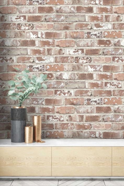 Transform your space with the rustic charm of Wayoh Brick wallpaper. Create an industrial-inspired look that pays homage to Lancashire's history. Elevate your home decor with this realistic real brick effect wallpaper today! Red Brick Wallpaper, Brick Effect Wallpaper, Brick Living Room, Magnolia Paint, Faux Brick Walls, Brown Brick, Faux Brick, Urban Loft, Wallpaper Accent Wall