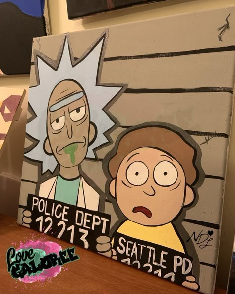 Trendy Painting Ideas On Canvas, Trendy Painting Ideas, Rick And Morty Art, Morty Drawing, Canvas For Boyfriend, Rick And Morty Drawing, Arte Doodle, Trippy Painting, Small Canvas Paintings