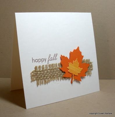 Burlap Leaves, Burlap Card, Fall Cards Handmade, Thanksgiving Cards Handmade, Fall Greeting Cards, Leaf Cards, Thanksgiving Cards, Fall Cards, Simple Things