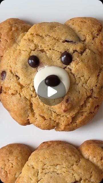 Foodie | Recipe | Delicious on Instagram: "Bear Chocolate Chip Cookies 🍪 Recipe  By @butter_and_julia   Yield: 7 cookies  Ingredients:  	•	Unsalted butter: 145g 	•	Egg: 1 (50g) 	•	Light brown sugar: 120g 	•	All-purpose flour: 200g 	•	Cinnamon powder: 1g 	•	Salt: 2g 	•	Vanilla extract: 5g 	•	Baking powder: 2g 	•	Baking soda: 1g 	•	Roasted walnuts: 75g 	•	Chocolate chips: 80g  Instructions:  	1.	Preheat oven to 175°C (350°F). 	2.	Mix wet ingredients: Cream butter and sugar, add egg and vanilla. 	3.	Combine dry ingredients: Whisk flour, cinnamon, salt, baking powder, and baking soda. 	4.	Combine: Gradually mix dry ingredients into wet. Fold in walnuts and chocolate chips. 	5.	Shape: Divide dough into 7 portions, shape into bear faces. 	6.	Bake: Place on baking sheet and bake for 12-15 minute Bear Chocolate, Walnut Recipes, Roasted Walnuts, Cream Butter, Bear Cookies, Baby Cookies, Cinnamon Powder, Icing Cookies, Foodie Recipes