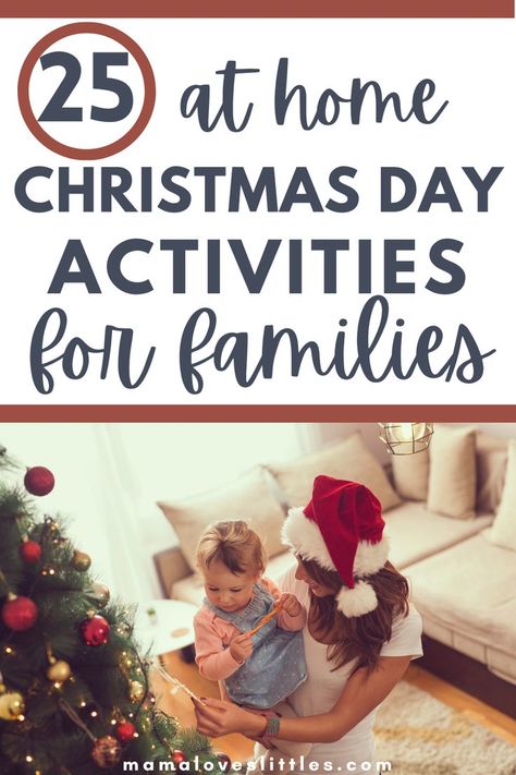 If you’re planning to stay home on Christmas Day this year, you may be wondering what you can do on Christmas Day at home. Here are 25 fun Christmas Day activities for families staying at home this year. Christmas Day At Home, Family Holiday Activities At Home, Christmas At Home Ideas, Family Christmas Activities At Home, Christmas Traditions With Kids, What To Do On Christmas Day, Christmas Day Activities Families, Christmas Activities For Kids At Home, Things To Do At Christmas Time