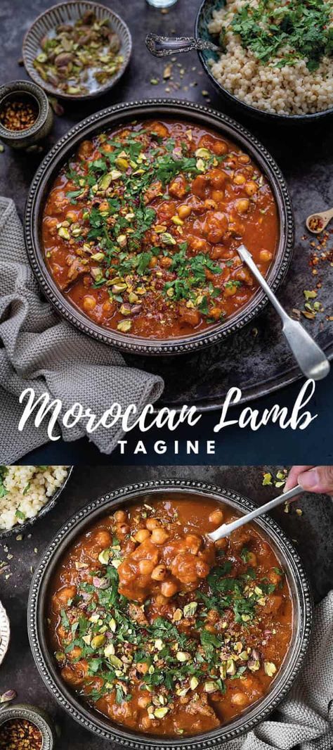 Moroccan Lamb Recipes, Lamb Tagine Recipe, Moroccan Lamb Tagine, Arabisk Mad, Tagine Cooking, Lamb Tagine, Lamb Stew Recipes, Instant Pot Slow Cooker, Curry 3