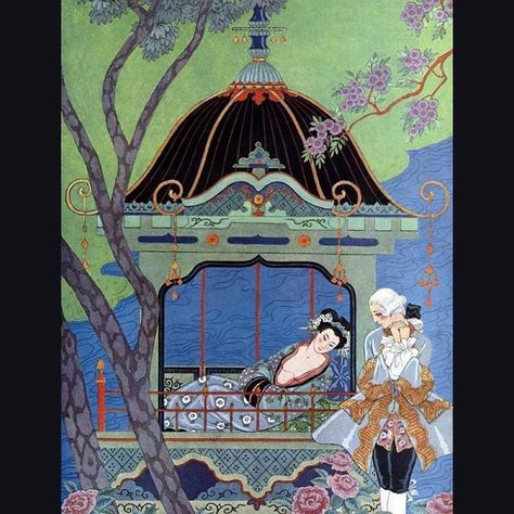 Vintage Illustration Gallery on Instagram: “@lizziemontgomerydesign  Georges Barbier, 1925 #chinoiserie #pagoda #18thcentury #georgebarbier #georgesbarbier #1920s #vintageillustration” George Barbier, Chinese Princess, Art Deco Illustration, Illustration Vintage, Art Masters, Art Deco Era, Inspiration Art, Book Illustration, Original Prints