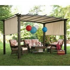 Curved Pergola, Diy Gazebo, Outdoor Deco, Diy Shades, Outside Patio, Pergola With Roof, Patio Gazebo, Pergola Plans, Diy Pergola