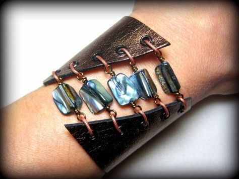 25+ Best Ideas about Leather Cuff Bracelets on Pinterest | Leather ... Leather Jewelry Bracelet, Leather Jewelry Making, Handmade Leather Jewelry, Steampunk Leather, Metal Cuff Bracelet, Leather Jewellery, Jewelry By Material, Tiffany Jewelry, Leather Corset