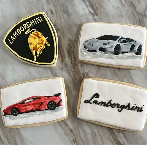 Lamborghini decorated cookies, car cookies , speed car Car Cookies, Fast Five, Speed Car, Shaped Cookies, Sport Car, Super Car, Cookie Ideas, Shaped Cookie, 6th Birthday