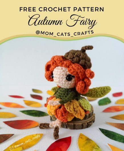 Free Crochet Pattern Autumn Fairy Crochet Fairies Free Patterns, Fairy Crochet Pattern Free, Autumn Crochet Patterns Free, Crochet Fairy House, Fairy Crochet Pattern, Autumn Crochet Patterns, Fairy Crochet, Fairy Life, Autumn Crochet