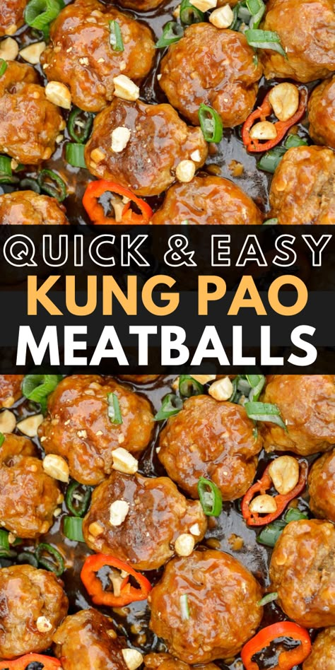 These Quick and Easy Kung Pao Meatballs are packed with flavor and ready in under 30 minutes! These savory Asian meatballs are also great for meal prep! #mealprep #easyrecipe Kung Pao Meatballs, Asian Meatballs, James Martin, Best Dinner, Keto Recipes Dinner, Best Dinner Recipes, Idee Pasto Sano, Chinese Recipes, Meatball Recipes