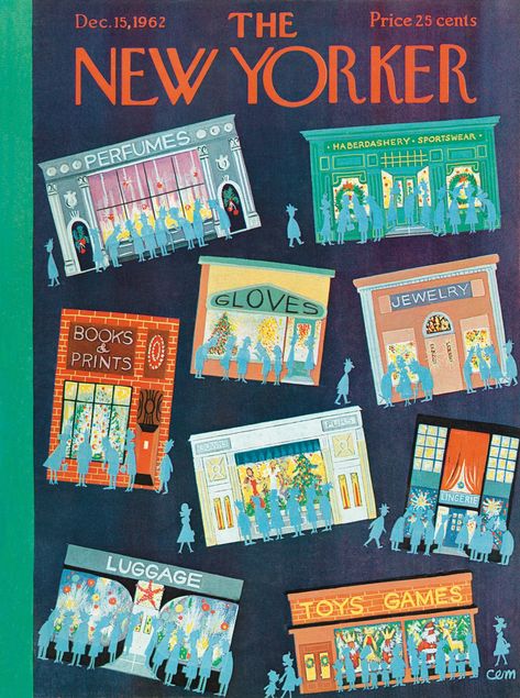 The New Yorker Christmas, The New Yorker December, New Yorker December, New Yorker Posters, New Yorker Christmas, The New Yorker Covers, Wall Illustration, 1960s Decor, Charles Martin