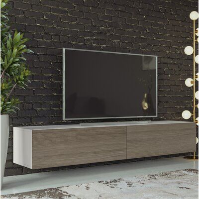 Long Tv Stand, Coin Tv, Wall Mounted Media Console, Floating Entertainment Center, Floating Tv Stand, Floating Tv, Cool Tv Stands, Tv Wall Design, Tv Stands And Entertainment Centers