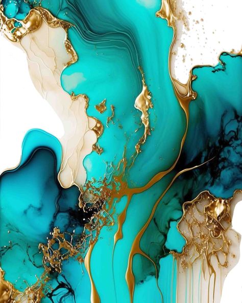 Teal And Gold Marble Wallpaper, Turquoise Gold Color Palette, Colors That Go With Turquoise, Aquamarine Aesthetic Wallpaper, Turquoise Aesthetic, Turquoise Color Palette, Turquoise Colour, Gold Color Palettes, Gold Painting