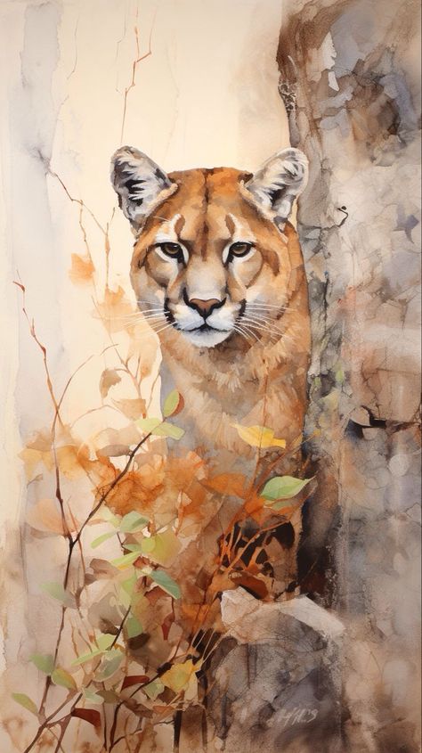 ThetaCursed | Mountain Lion Mountain Lion Drawing, Mountain Lion Art, Lion Paintings, Lion Watercolor, Lion Drawing, Lion Painting, Watercolor Mountains, Mountain Lion, Lion Art