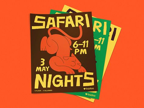 Safari Nights Event Posters by Anton Bodryashkin for MagicLab Design on Dribbble Safari Graphic Design, Safari Branding, Safari Logo, Event Identity, Festival Branding, Safari Design, Event Posters, Branding Tools, Branding Projects