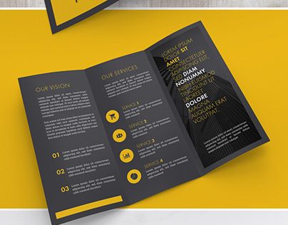 Check out new work on my @Behance profile: "Black Trifold Brochure Layout with Yellow Accents" http://be.net/gallery/91055011/Black-Trifold-Brochure-Layout-with-Yellow-Accents Black Brochure, Black Website, Sales Kit, Brochure Ideas, Pamphlet Design, Leaflet Design, Booklet Design, Folder Design, Brochure Layout