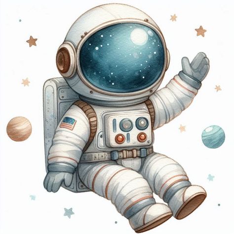 Baby Astronaut, Astronaut Clipart, Baby Birth Cards, Astronaut Drawing, Teddy Bear Cartoon, Kids Birthday Party Cake, Baby Birthday Party Theme, Birthday Background Design, Astronaut Cartoon