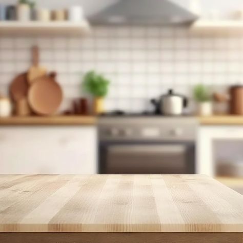 Premium Photo Background, Kitchen Background For Editing, Aesthetic Kitchen Table, Kitchen Backgrounds, Kitchen Table Background, Kitchen Backdrop, Empty Kitchen, Brown Wood Table, Scandinavian Interior Kitchen