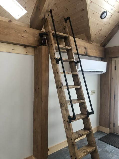 Rolling Loft Ladder, Loft Ladder Metal, Wooden Ladder For Loft, Diy Loft Ladder How To Build, Ladders For Lofts, Ships Ladder, Loft Ladder Ideas, Loft Stairs Ideas, Cabin Stairs