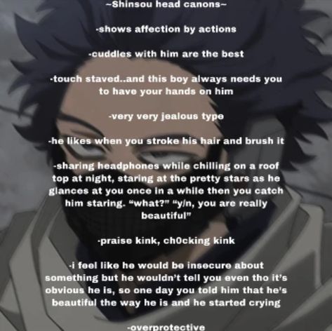 Shinsou Hitoshi Imagines, Shinso As Your Boyfriend, Yn X Shinso, Shinsou As A Boyfriend, Shinsou Headcanons Spicy, Shinsou X Yn Headcanons, Shinsou Hitoshi Headcanons, Shinsou Hitoshi X Yn, Mha X Yn Headcanons