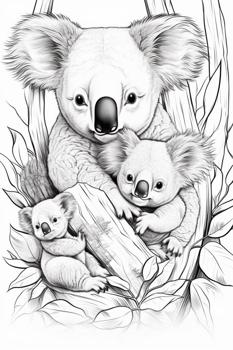 Koala Drawing, Bear Drawing, Printable Animals, Dessin Adorable, Christmas Coloring Pages, Animal Coloring Pages, Free Printable Coloring Pages, Koala Bear, Coloring Pictures