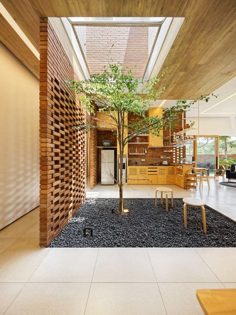 Timothy Sumer - Photography Small indoor garden under a skylight next to a kitchen in a... Green Architecture Concept, Modern Brick House, Brick Architecture, Design Blogs, Indoor Gardens, Green Architecture, Patio Interior, Apartment Garden, Concept Architecture