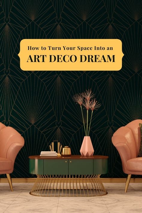 Modern Art Deco Office Design, Bright Art Deco Interior, Art Deco Home Accessories, Art Deco Entrance Hall, Goth Art Deco Home, Contemporary Art Deco Interior Bedroom, Art Deco Home Office Ideas, Art Deco Game Room, Boho Art Deco Decor