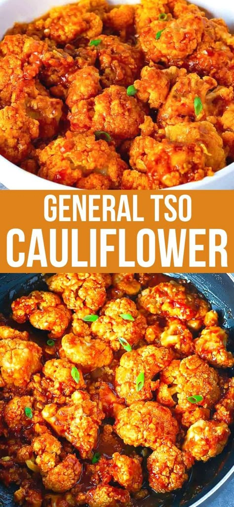 Cauliflower General Tso, Cauliflower Tinga, Vegan General Tso Cauliflower, Cauliflower Recipes Asian, Asain Cauliflower Recipes, Chinese Cauliflower Recipes, General Tao Cauliflower Recipe, Firecracker Cauliflower Recipes, Calfower Recipes