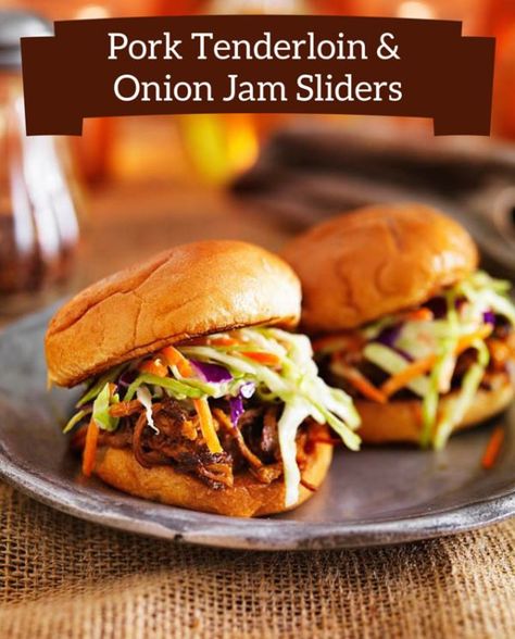 Pork Tenderloin Pulled Pork For A Crowd, Pork For A Crowd, Hot Honey Chicken Sandwich, Honey Chicken Sandwich, Pork Sliders Recipes, Hot Honey Chicken, Pulled Pork Burger, Chicken Sandwich Recipe, Slider Sandwiches