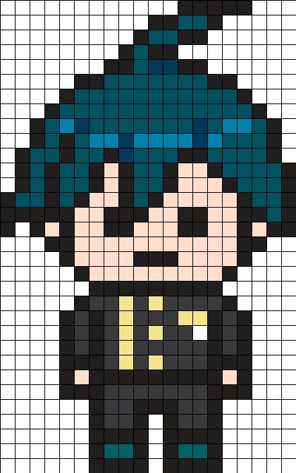 Shuichi Pixel Sprite, Shuichi Saihara Art, Perler Bead Patterns Danganronpa, Danganronpa Pixel Art Grid, Project Sekai Pixel Art Grid, Danganronpa Pixel Sprites, Shuichi Saihara Sprites, Danganronpa Perler, Danganronpa Pixel Art