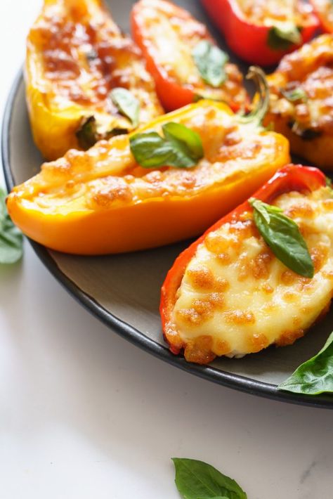 Stuffed Peppers In The Air Fryer, Air Fried Stuffed Peppers, Stuffed Peppers With Cream Cheese, Pepper Meals, Fried Bell Peppers, Peppers With Cream Cheese, Peppers Cream Cheese, Air Fryer Stuffed Peppers, Stuffed Mini Sweet Peppers