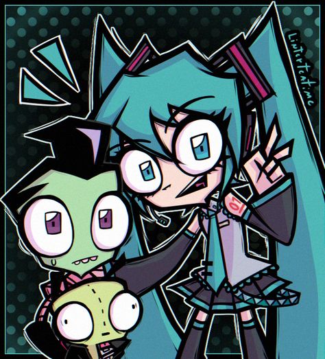 Scene Emo Art, Scene Kid Art, Jhonen Vasquez, Zim Gir, Invader Zim Characters, Scene Core, Scene Drawing, Emo Art, Scene Art