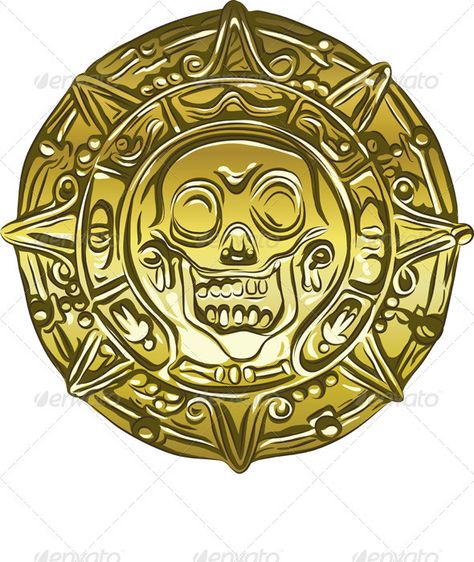 Vector gold Money pirate coin with a skull Currency Drawing, Gold Illustration, Pirates Gold, Pirate Coins, Gold Money, Dog Icon, Tat Ideas, A Skull, Vector Drawing