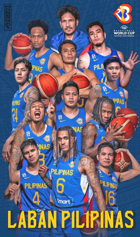 Design, Pinas, Pinoy Basketball, FIBA, Junemar Fajardo, Japeth Aguilar, Scottie Thompson, AJ Edu, Renz Abando, Jamie Malonzo, RR Pogoy, Khiefer Ravena, CJ Perez, Philippine National Team 2023. Laban Pilipinas Scottie Thompson, Gilas Pilipinas, Polynesian Tattoo Sleeve, Philippines Country, Fiba Basketball, Basketball Motivation, Jordan Clarkson, I Love Basketball, World Cup 2023