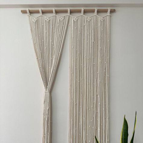 Macrame Shower Curtain, Farmhouse Doorway, Curtains Macrame, Macrame Window, Macrame Room Divider, Macrame Door, Macrame Door Curtain, Curtain Macrame, Macrame Curtains