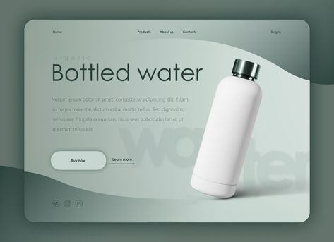 Home page "Bottled water" Design Water Bottle Website Design, Home Page Design, Website Banner Design, Social Media Advertising Design, Create A Website, Bottled Water, Website Banner, Sport Bottle, Water Design