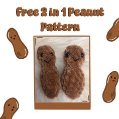 free 2 in 1 peanut pattern Crochet Peanut Pattern Free, Peanut Crochet Pattern Free, Crochet Peanut Pattern, Crochet Peanut, Crochet Panda Applique Free Pattern, Crochet Monkey Applique Free Pattern, Crochet Panda Keychain Pattern Free, Carat Bong, Baked Gnocchi