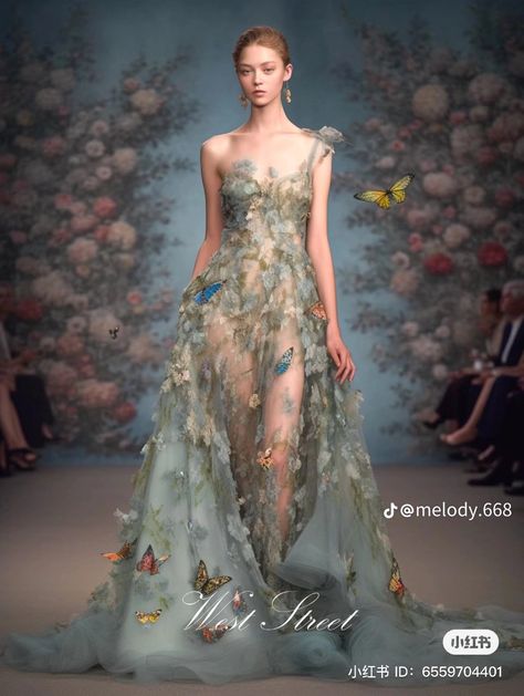 Garden Of Eden Dress, Flower Fashion Design, Alice Clothes, Party Dress Codes, Eden Dress, Fairytale Gown, Runway Gowns, Latin Ballroom Dresses, Ethereal Dress