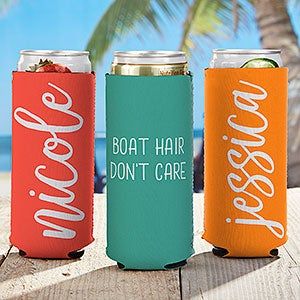 Trendy Tumbler Ideas, Slim Can Koozie Ideas, Beach Packing Checklist, Diy Koozies, Cute Summer Quotes, Bottle Koozies, Personalization Mall, Cool Wraps, Beach Packing