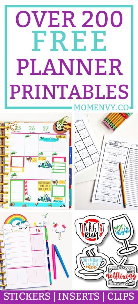 Free Planner Printables. Over 200 FREE planner printables to fit any size planner. Planner tutorials, free planner stickers, free planner inserts, and free planner dividers. Plus, free paper clips! Download them all for free today! #happyplanner #planners #plannerlove #freeplannerprintables #planning Free Planner Inserts, Happy Planner Free Printable, Filofax Pocket, Happy Planner Printables, Printable Workout, Free Planner Printables, To Do Planner, Printables Planner, Free Printable Planner Stickers