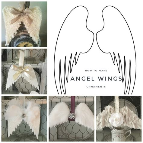 Diy Memorial Ornaments How To Make, Fabric Christmas Angels Diy, Angel Wings Christmas Ornament, Memorial Angel Ornaments Diy, Angel Wings Ornament Diy, Diy Angel Wing Ornaments, Diy Memorial Christmas Ornaments, Angel Wing Ornaments Diy, Memorial Keepsake Ideas Diy