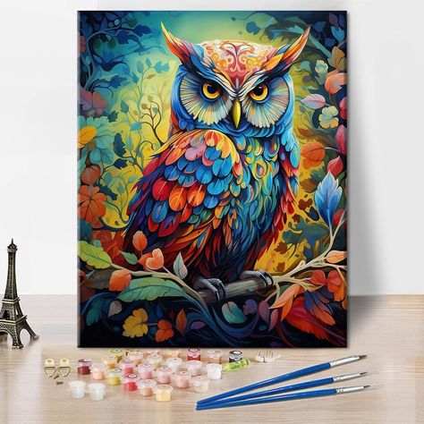 TISHIRON Colorful Owl DIY Paint by Number for Adults Beginner, Paint with Acrylic Animals Art Painting Kits, Canvas Gifts Crafts for Home Decor, Ideal Arts Gift for Kids16x20inch Frameless : Amazon.co.uk: Toys & Games Mystical Watercolor, Owl Painting Acrylic, Acrylic Animals, Owl Diy, Paint By Number For Adults, Crafts For Home Decor, Natural Acrylic, Colorful Owl, Colorful Owls