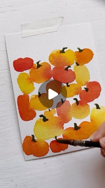 Kristin Van Leuven | Watercolor artist and instructor on Instagram: "No need to stress about perfect pumpkins, blending pumpkin blobs are just as cute 😍 🎃" Easy Watercolor Pumpkins, Watercolor Multimedia, Polina Bright, Pumpkin Watercolor, Pumpkin Vine, Winsor And Newton, Happy Painting, Painting Brush, Watercolor Pumpkins