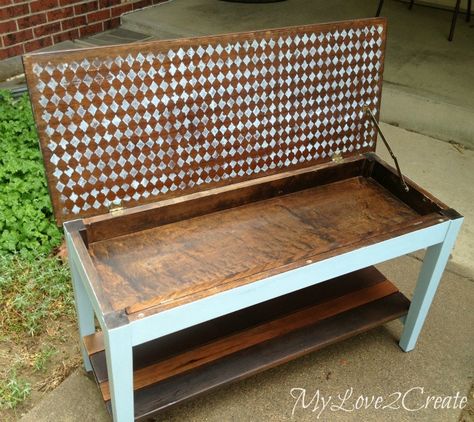 From My Love 2 CreateFrench Inspired Piano Bench Makeover Piano Bench Makeover, Piano Bench Ideas, Bench Upcycle, Repurposed Pianos, Piano Upcycle, Piano Crafts, Dresser Flips, Bench Makeover, Recycle Furniture