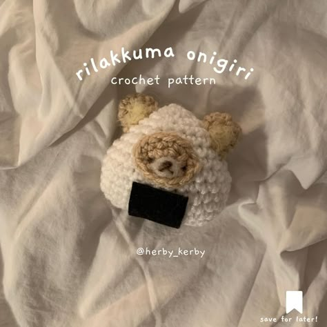 Onigiri Crochet Pattern Free, Onigiri Crochet Pattern, Rilakkuma Crochet Pattern Free, Crochet Patterns Amigurumi Animals, Crochet Rilakkuma, Crochet Onigiri, Rilakkuma Crochet, Crochet Things To Make, Cute Free Crochet Patterns