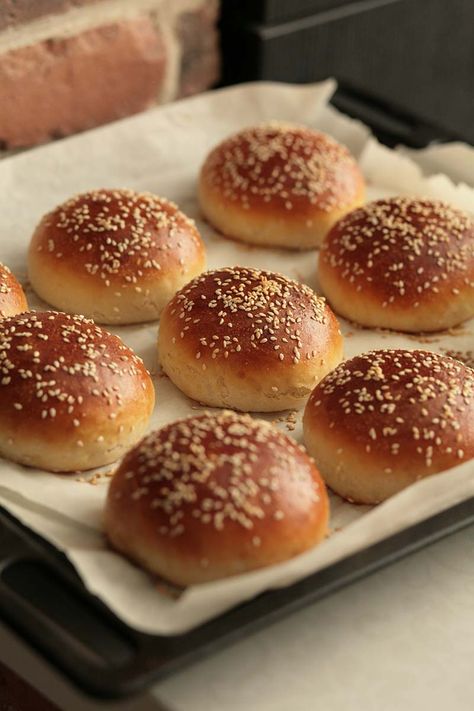 Burger Buns | Red Star Yeast Hamburger Rolls Recipe, Grilled Hamburgers, Homemade Burger Buns, Burger Bread, Hamburger Rolls, Red Star Yeast, Hamburger Bun Recipe, Homemade Hamburger Buns, Bread Dishes