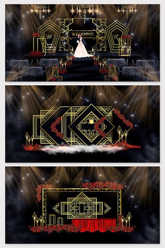 Luxury black gold Gatsby wedding renderings#pikbest#decors-models Gatsby Decor, Party Booth, Red Gold Wedding, Gatsby Style Wedding, Wedding Business Card, Black Red Wedding, Romantic Wine, Metallic Wedding, Unicorn Drawing