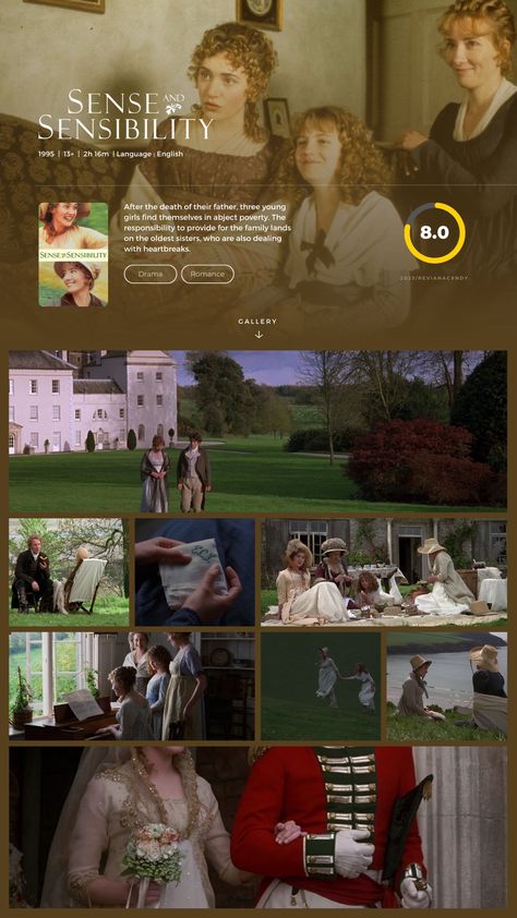 Sense And Sensibility 1995, Jane Austen Movies, Movie Synopsis, Film Recommendations, Movies To Watch Teenagers, Sense And Sensibility, Movie To Watch List, Japanese Animated Movies, New Movies To Watch